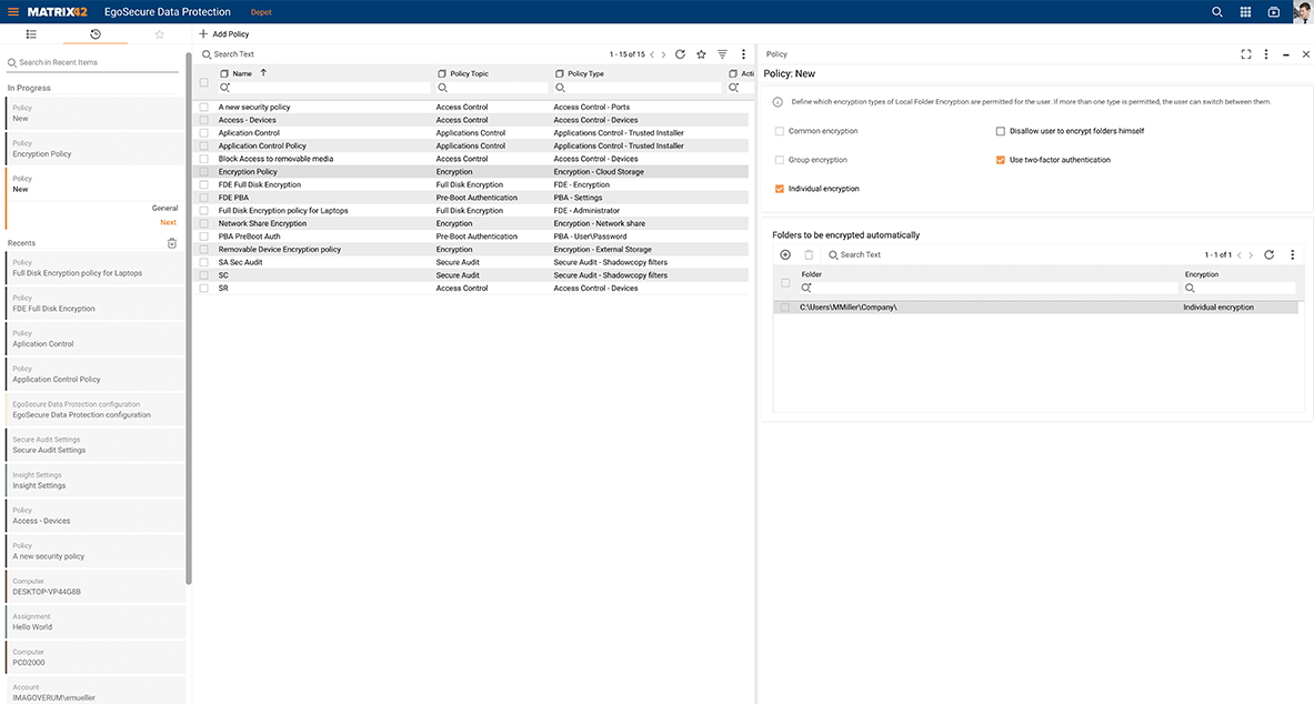 Screen shot: Seamless Anywhere Encryption