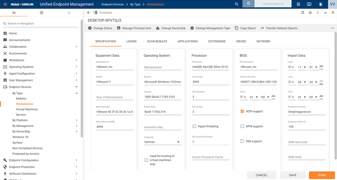 Screen shot: Inventory