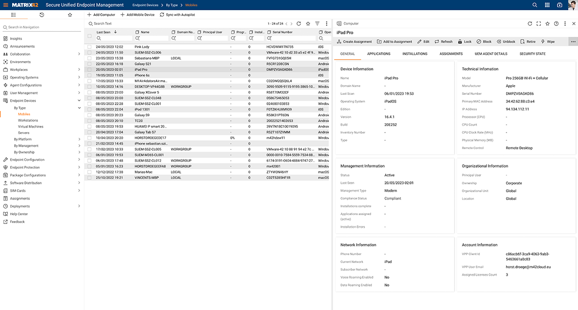 Screen shot: Mobile Content Management