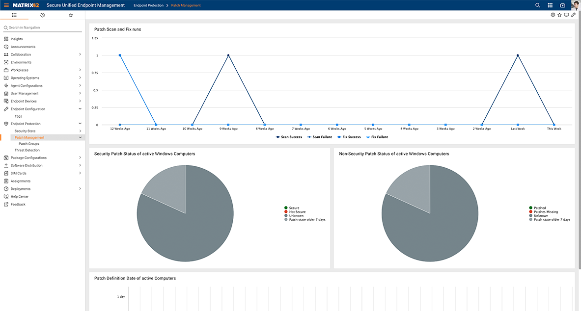 Screen shot: Patch Management